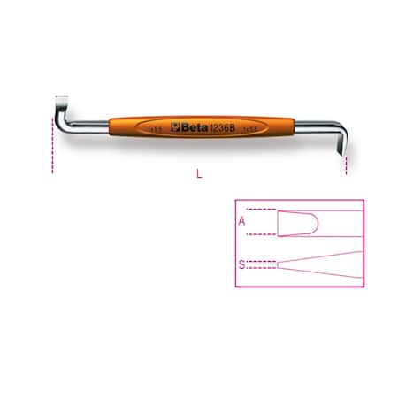 Beta 1236B 1.2 x 8 Offset Screwdriver for Slotted Head Screws 012360204